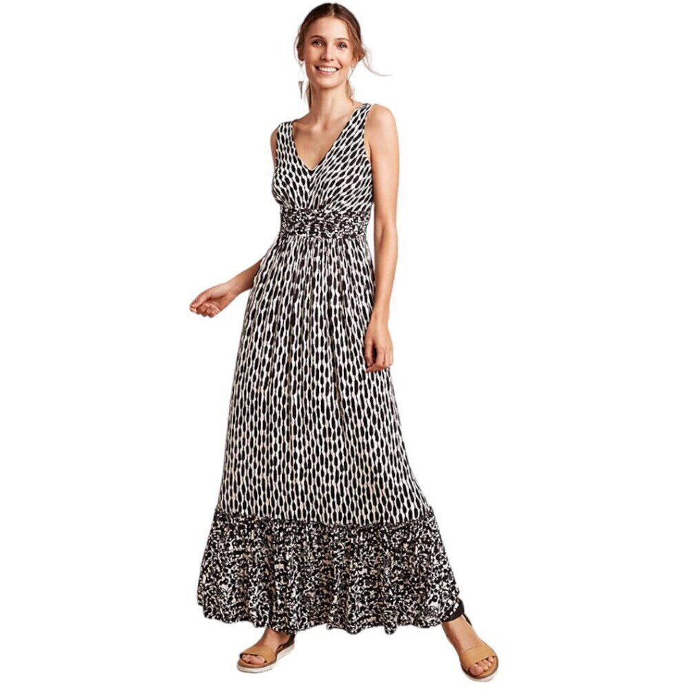 Plenty by Tracy Reese Sea Coast Black White Ruffle Maxi Dress